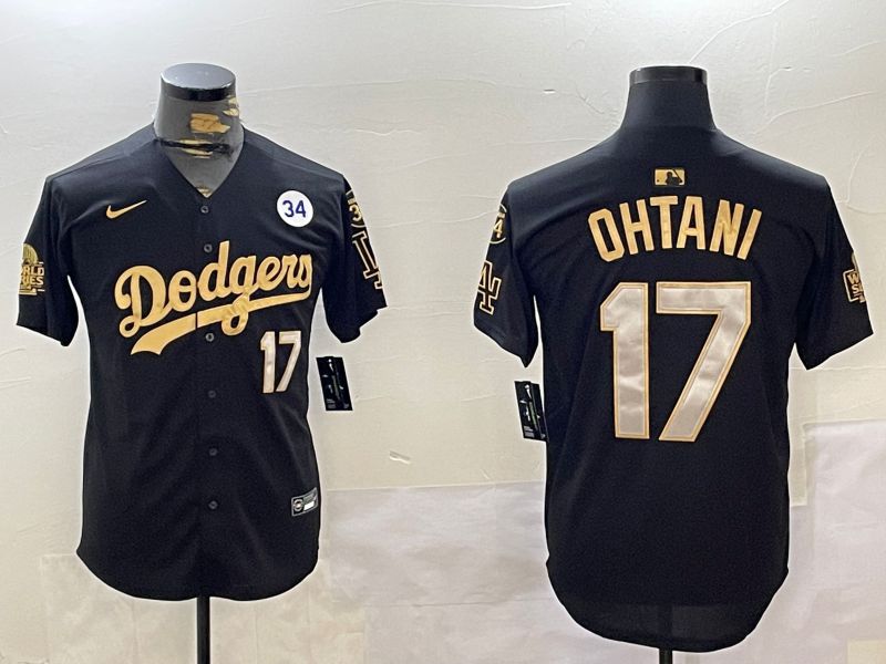 Men Los Angeles Dodgers #17 Ohtani Black Gold Game 2024 Nike MLB Jersey style 12022->youth nfl jersey->Youth Jersey